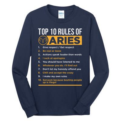 Aries Traits Facts Horoscope Zodiac Astrological Sign Gift Tall Long Sleeve T-Shirt