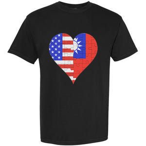 American Taiwanese Flag Heart Funny Gift Garment-Dyed Heavyweight T-Shirt