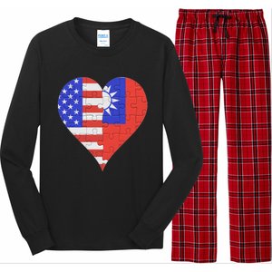 American Taiwanese Flag Heart Funny Gift Long Sleeve Pajama Set