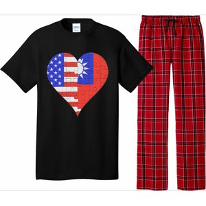 American Taiwanese Flag Heart Funny Gift Pajama Set