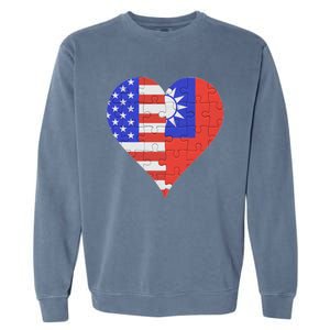 American Taiwanese Flag Heart Funny Gift Garment-Dyed Sweatshirt