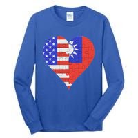 American Taiwanese Flag Heart Funny Gift Tall Long Sleeve T-Shirt