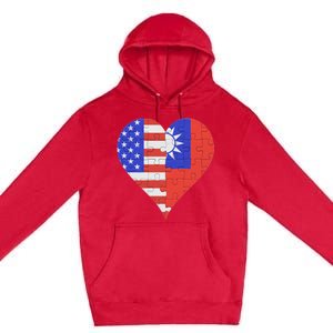 American Taiwanese Flag Heart Funny Gift Premium Pullover Hoodie