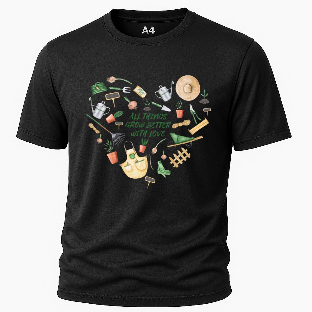 All Things Grow Better With Love Love Gardening Heart Cooling Performance Crew T-Shirt