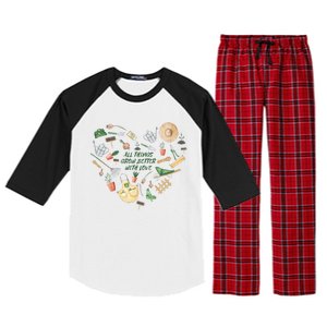 All Things Grow Better With Love Love Gardening Heart Raglan Sleeve Pajama Set