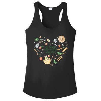 All Things Grow Better With Love Love Gardening Heart Ladies PosiCharge Competitor Racerback Tank