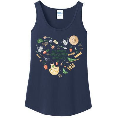 All Things Grow Better With Love Love Gardening Heart Ladies Essential Tank