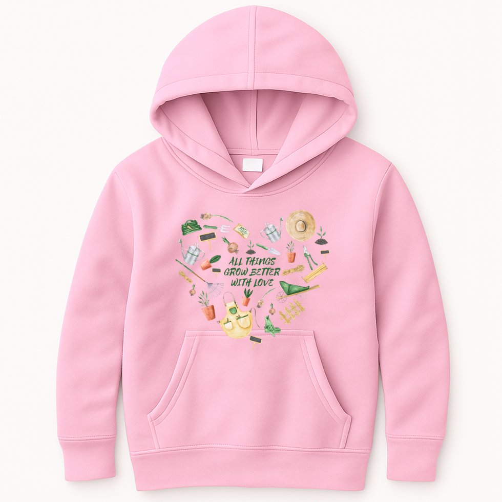 All Things Grow Better With Love Love Gardening Heart Kids Hoodie