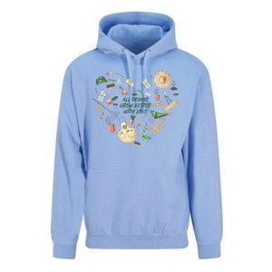 All Things Grow Better With Love Love Gardening Heart Unisex Surf Hoodie