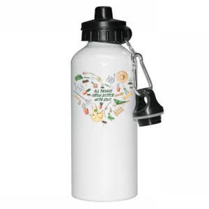 All Things Grow Better With Love Love Gardening Heart Aluminum Water Bottle