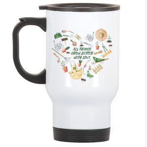 All Things Grow Better With Love Love Gardening Heart Stainless Steel Travel Mug