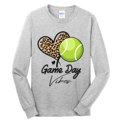 America Tennis Game Day Vibes Tennis Mom Leopard Gift Tall Long Sleeve T-Shirt