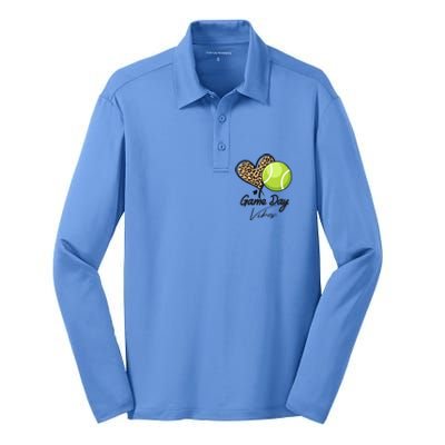 America Tennis Game Day Vibes Tennis Mom Leopard Gift Silk Touch Performance Long Sleeve Polo