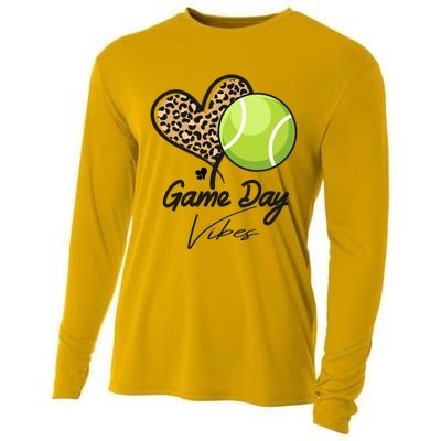 America Tennis Game Day Vibes Tennis Mom Leopard Gift Cooling Performance Long Sleeve Crew