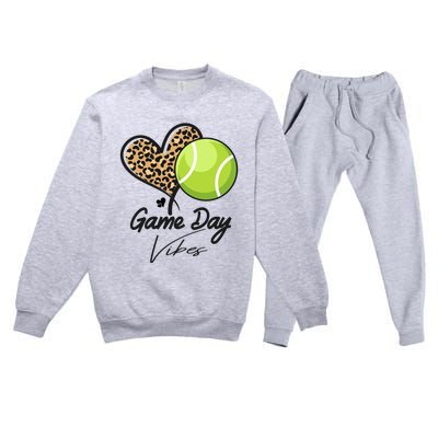 America Tennis Game Day Vibes Tennis Mom Leopard Gift Premium Crewneck Sweatsuit Set