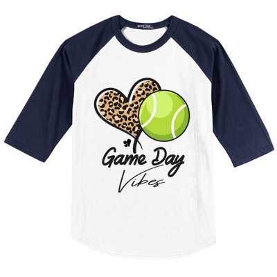 America Tennis Game Day Vibes Tennis Mom Leopard Gift Baseball Sleeve Shirt