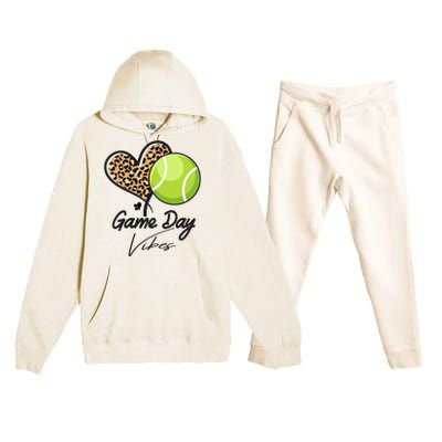 America Tennis Game Day Vibes Tennis Mom Leopard Gift Premium Hooded Sweatsuit Set