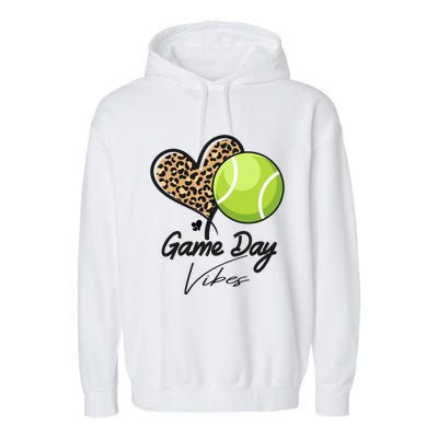 America Tennis Game Day Vibes Tennis Mom Leopard Gift Garment-Dyed Fleece Hoodie