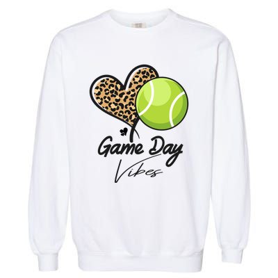 America Tennis Game Day Vibes Tennis Mom Leopard Gift Garment-Dyed Sweatshirt