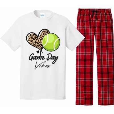 America Tennis Game Day Vibes Tennis Mom Leopard Gift Pajama Set