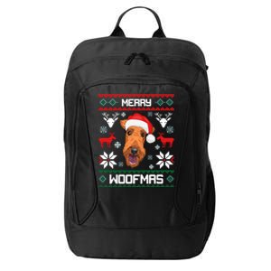 Airedale Terrier Gift For Merry Christmas Woofmas Clothes Gift City Backpack