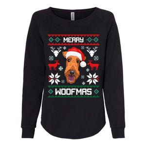 Airedale Terrier Gift For Merry Christmas Woofmas Clothes Gift Womens California Wash Sweatshirt