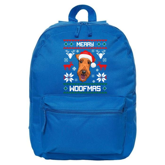 Airedale Terrier Gift For Merry Christmas Woofmas Clothes Gift 16 in Basic Backpack