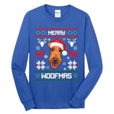 Airedale Terrier Gift For Merry Christmas Woofmas Clothes Gift Tall Long Sleeve T-Shirt