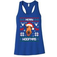 Airedale Terrier Gift For Merry Christmas Woofmas Clothes Gift Women's Racerback Tank