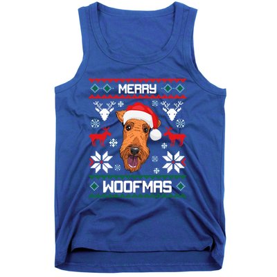 Airedale Terrier Gift For Merry Christmas Woofmas Clothes Gift Tank Top