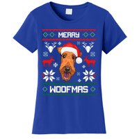 Airedale Terrier Gift For Merry Christmas Woofmas Clothes Gift Women's T-Shirt