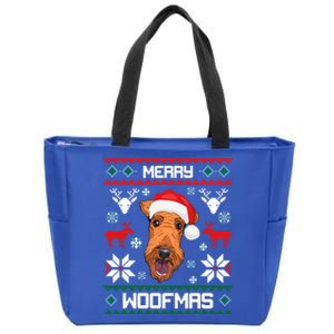 Airedale Terrier Gift For Merry Christmas Woofmas Clothes Gift Zip Tote Bag