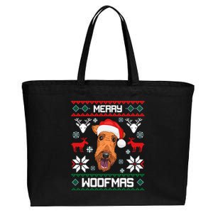 Airedale Terrier Gift For Merry Christmas Woofmas Clothes Gift Cotton Canvas Jumbo Tote