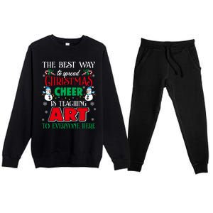 Art Teacher Gift Ugly Sweater Christmas Cheer Artist Premium Crewneck Sweatsuit Set