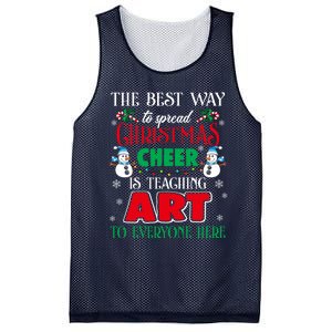 Art Teacher Gift Ugly Sweater Christmas Cheer Artist Mesh Reversible Basketball Jersey Tank