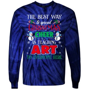 Art Teacher Gift Ugly Sweater Christmas Cheer Artist Tie-Dye Long Sleeve Shirt