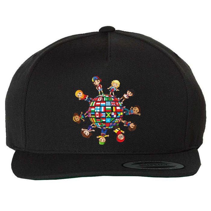 Around The Globe Cultural Diversity Flags Of The World Wool Snapback Cap
