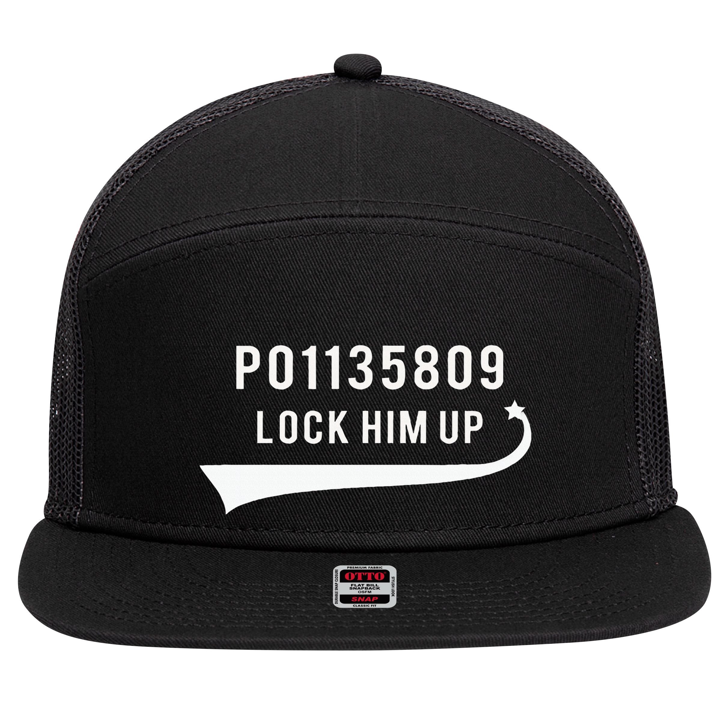 Anti Trump GA Booking Number Fulton County Jail Lock Him Up 7 Panel Mesh Trucker Snapback Hat