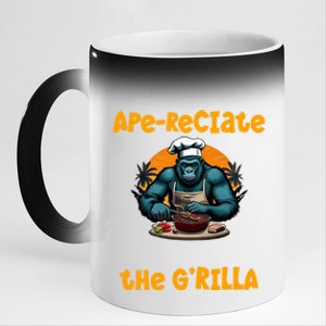 Appreciate The Grilla Master Bbq Griller Fun Pun Gift 11oz Black Color Changing Mug