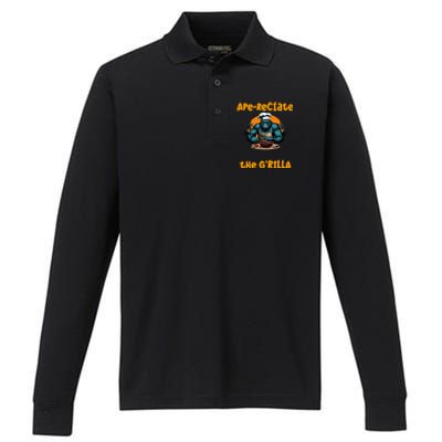 Appreciate The Grilla Master Bbq Griller Fun Pun Gift Performance Long Sleeve Polo