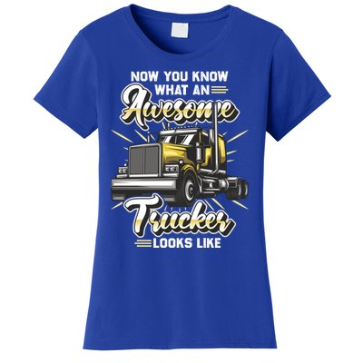 Awesome Trucker Gift Semi Truck Driver Big Rig Truckers Gift Women's T-Shirt