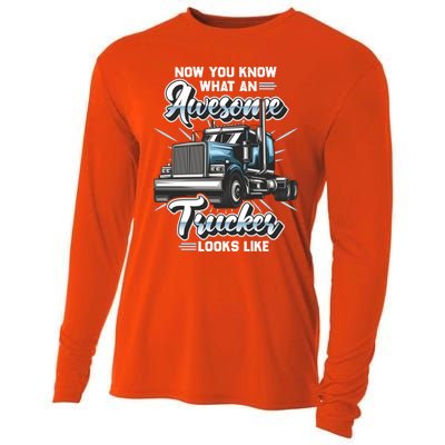 Awesome Trucker Gift Semi Truck Driver Big Rig Truckers Cute Gift Cooling Performance Long Sleeve Crew