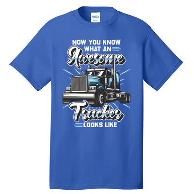 Awesome Trucker Gift Semi Truck Driver Big Rig Truckers Cute Gift Tall T-Shirt