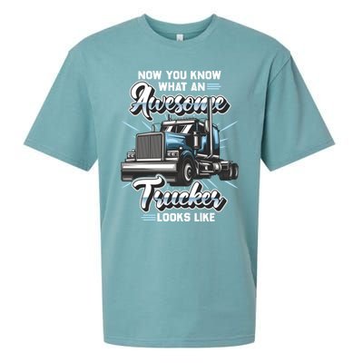 Awesome Trucker Gift Semi Truck Driver Big Rig Truckers Cute Gift Sueded Cloud Jersey T-Shirt