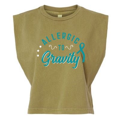 Allergic To Gravity Pots Dysautonomia Turquoise Ribbon Salt Cute Gift Garment-Dyed Women's Muscle Tee