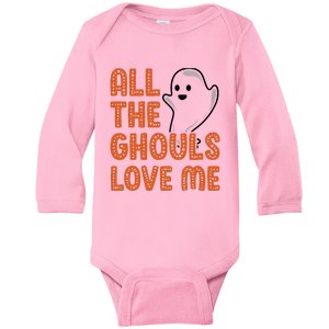 All The Ghouls Love Me Ghost Boy Halloween Baby Long Sleeve Bodysuit