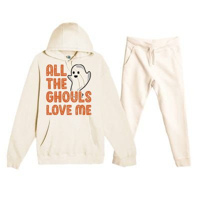 All The Ghouls Love Me Ghost Boy Halloween Premium Hooded Sweatsuit Set