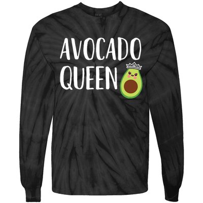 Avocado Themed Gift Women Girlsfunny Avocado Queen Tie-Dye Long Sleeve Shirt