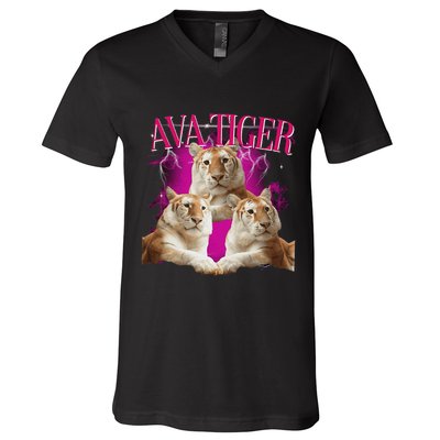 Ava The Golden Tiger Of Chiang Mai Cute Big Orange Cat V-Neck T-Shirt