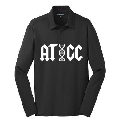 ATGC Funny Science Biology DNA Silk Touch Performance Long Sleeve Polo